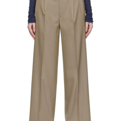 Auralee Beige Light Wool Max Gabardine Two-Tuck Trousers