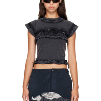 Balenciaga Black Ruffle T-shirt