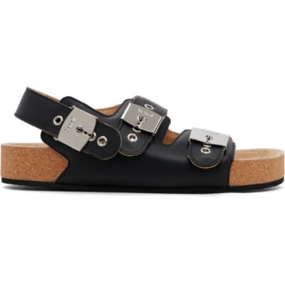 Balenciaga Black Scholl Edition Calfskin Flat Sandals