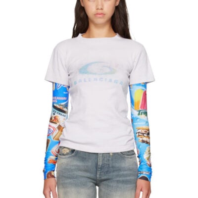 Balenciaga Gray Double Sleeve T-shirt