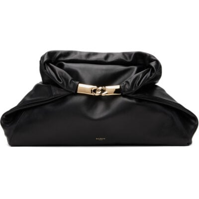 Balmain Black 'Dinner At 8' Medium Smooth Leather Clutch