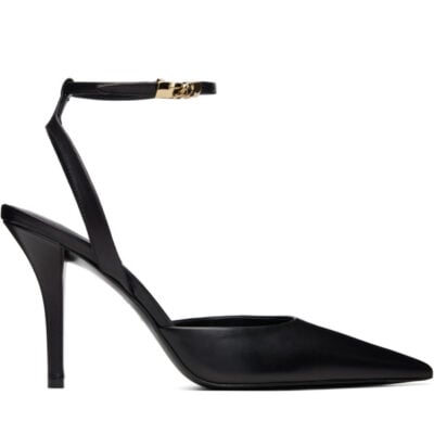 Balmain Black Leather Strappy Heels