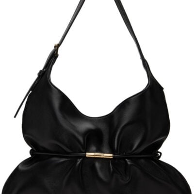 Balmain Black Sphynx Medium Smooth Leather Bag