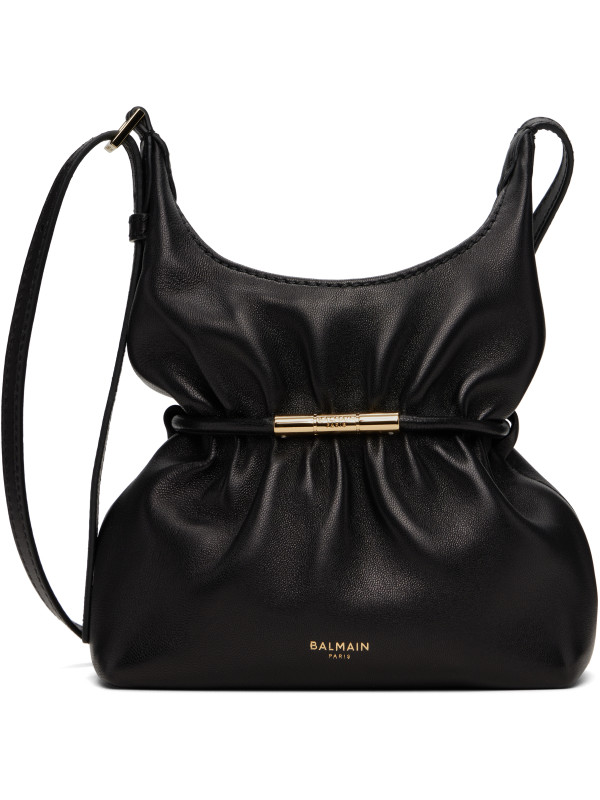 Balmain Black Sphynx Mini Smooth Leather Bag