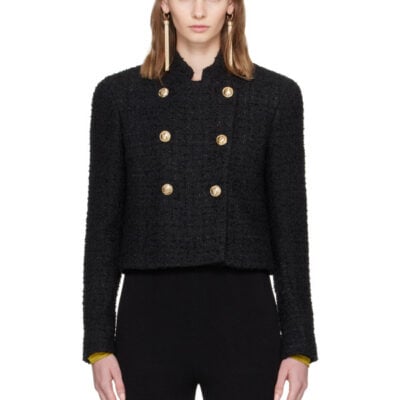 Balmain Black Tweed Officer Jacket