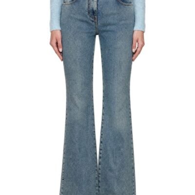 Balmain Blue Bootcut Faded Denim Jeans