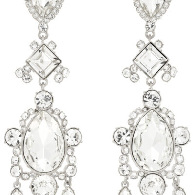 Balmain Brass & Crystal Pendant Earrings