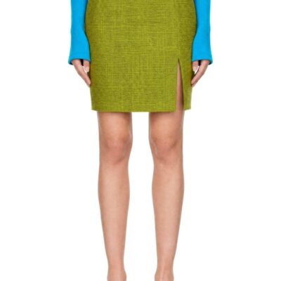 Balmain Green Bouclette Tweed Midi Skirt