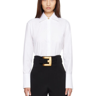 Balmain White Cotton Poplin Shirt