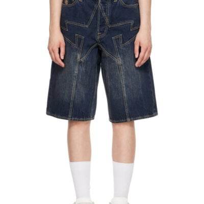 Bape Navy BAPE Sta Patch Relaxed Fit Denim Shorts