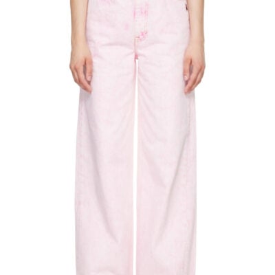 Bape Pink Crystal Stone BAPE Sta Logo Baggy Jeans