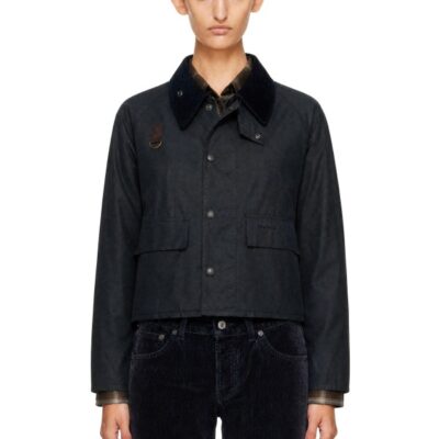 Barbour Navy Spey Slim Waxed Jacket
