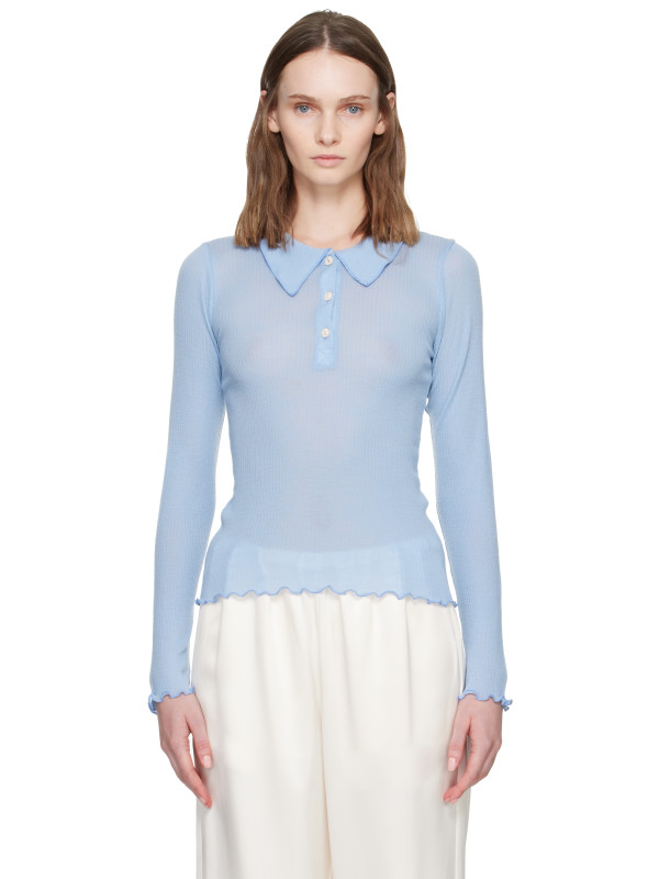 Baserange Blue Dual Long Sleeve Polo