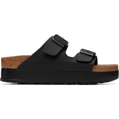 Birkenstock Black Narrow Arizona Flex Platform Birko-Flor Sandals