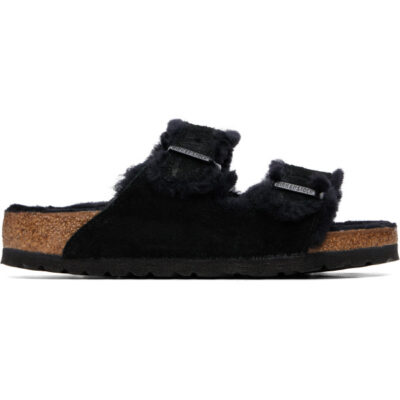 Birkenstock Black Regular Arizona Shearling Sandals