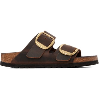 Birkenstock Brown Narrow Arizona Big Buckle Oiled Leather Sandals