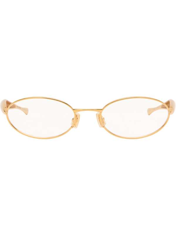Bottega Veneta Gold Sardine Oval Glasses
