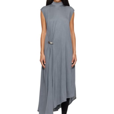 Bottega Veneta Gray Crepe Viscose Jersey Maxi Dress