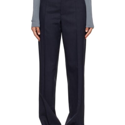 Bottega Veneta Navy Shetland Wool Toile Straight Trousers