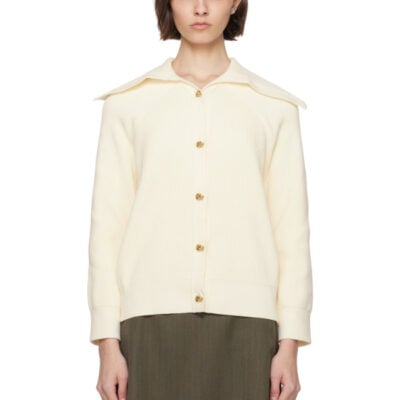 Bottega Veneta Off-White Cotton Rib Cardigan