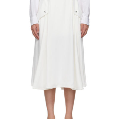 Bottega Veneta Off-White Viscose Pleated Midi Skirt