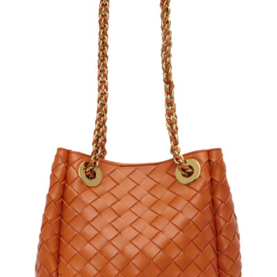 Bottega Veneta Orange Small Parachute Chain Bag