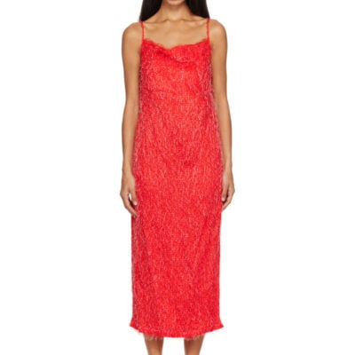 Bottega Veneta Red Viscose Fil Coupé Midi Dress