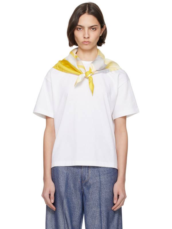Bottega Veneta White Pima Cotton Scarf T-shirt