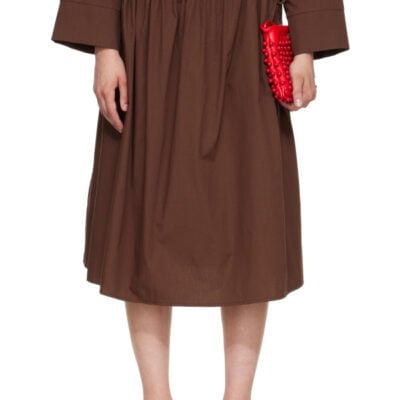 Brooke Callahan Brown Tie Midi Skirt