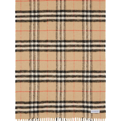 Burberry Beige Check Wool Cashmere Scarf