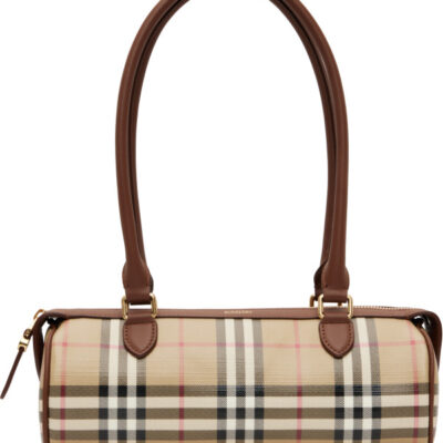 Burberry Beige Mini Check Barrel Bag