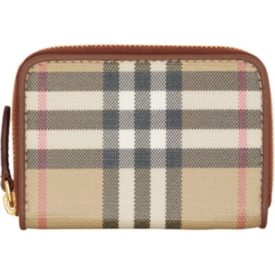 Burberry Beige Small Check Zip Wallet