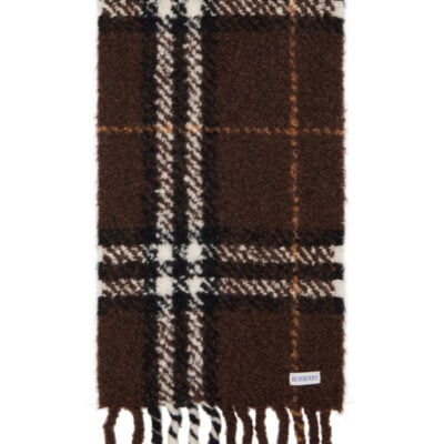 Burberry Brown Check Alpaca Wool Blend Bouclé Scarf