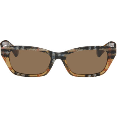 Burberry Brown Check Rectangle Sunglasses