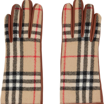Burberry Brown Check Wool Gloves