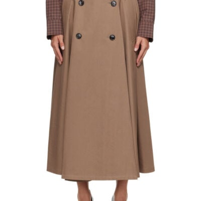 Burberry Brown Gabardine Trench Midi Skirt