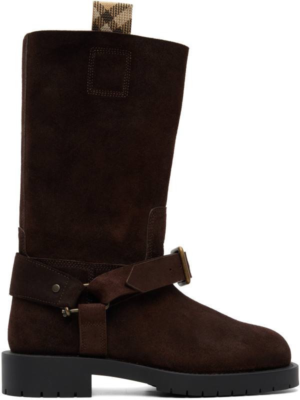 Burberry Brown Suede Soft Saddle Low Boots