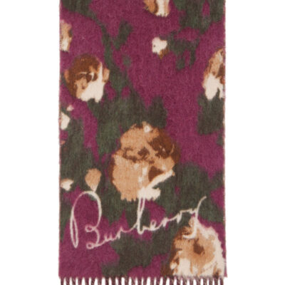 Burberry Purple Rose Alpaca Wool Blend Scarf