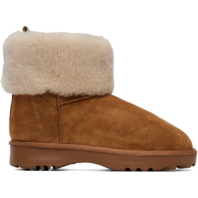Burberry Tan Check Shearling Flint Ankle Boots