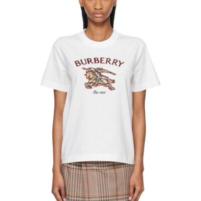 Burberry White Knight Check Cotton T-shirt
