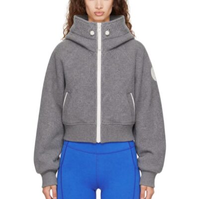 Canada Goose Gray Chilliwack Fleece White Disc Bomber Jacket