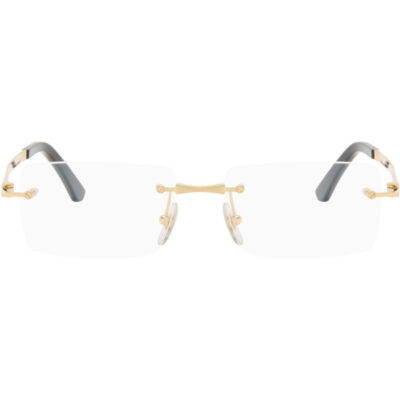Cartier Gold 'Santos de Cartier' Rectangular Titanium Glasses
