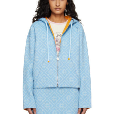 Casablanca Blue Double Faced Wool Hoodie
