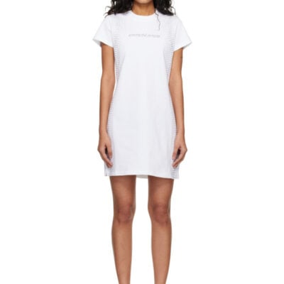 Casablanca White Crystal Halftone Logo T-shirt Minidress