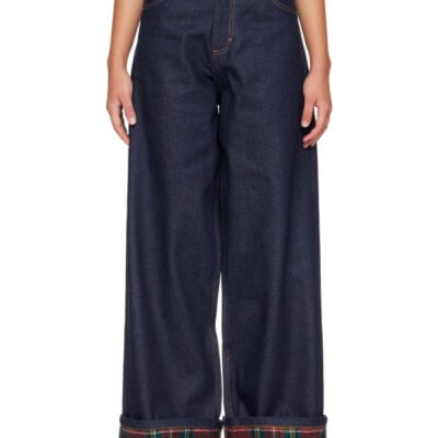Charles Jeffrey Loverboy Navy Scarf Wide Jeans