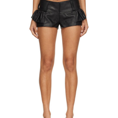 Charlotte Knowles Black Victoria Leather Shorts