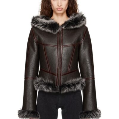 Charlotte Knowles SSENSE Exclusive Brown Koko Leather Jacket