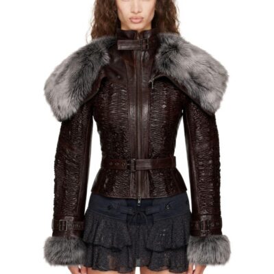 Charlotte Knowles SSENSE Exclusive Brown Smk Leather Jacket