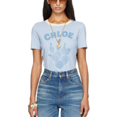Chloé Blue Cactus Print Cotton Jersey T-shirt