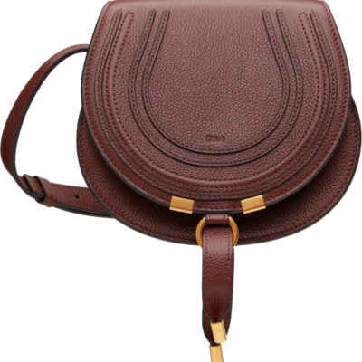 Chloé Brown Grained Leather Marcie Saddle Bag
